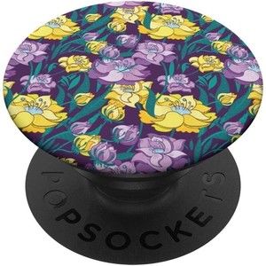 Colorful Hand Draw Flowers on Violet Background Cute Pattern PopSockets PopGrip